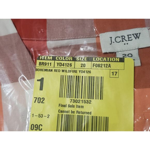 J. Crew Wildfire Dress 20 Sleeveless Red Pink Orange Plaid - Picture 11 of 11